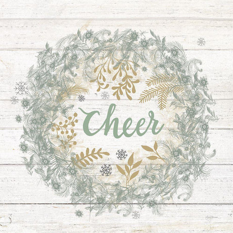 Frosty Cheer Sage White Modern Wood Framed Art Print by Urban, Mary