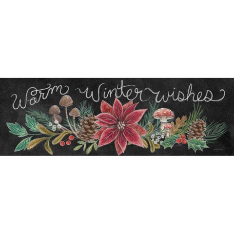 Christmas Chalk Winter Wishes Black Modern Wood Framed Art Print by Urban, Mary