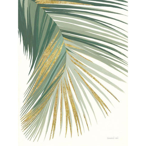 Retro Big Leaf II Green Gold Black Modern Wood Framed Art Print with Double Matting by Nai, Danhui