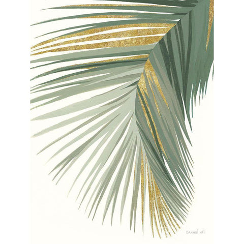 Retro Big Leaf II Reversed Green Gold Gold Ornate Wood Framed Art Print with Double Matting by Nai, Danhui