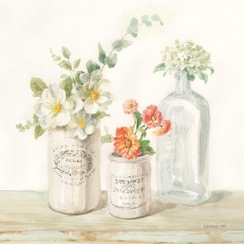 Marmalade Flowers III White Modern Wood Framed Art Print by Nai, Danhui