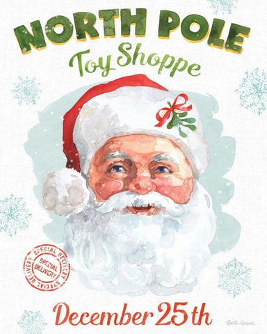 Santa Signs I Black Ornate Wood Framed Art Print with Double Matting by Grove, Beth