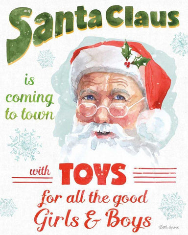 Santa Signs II White Modern Wood Framed Art Print with Double Matting by Grove, Beth