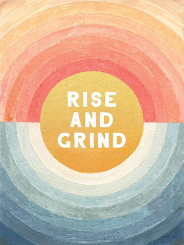 Retro Vibes Rise and Grind Black Ornate Wood Framed Art Print with Double Matting by Nai, Danhui