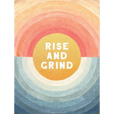 Retro Vibes Rise and Grind White Modern Wood Framed Art Print by Nai, Danhui