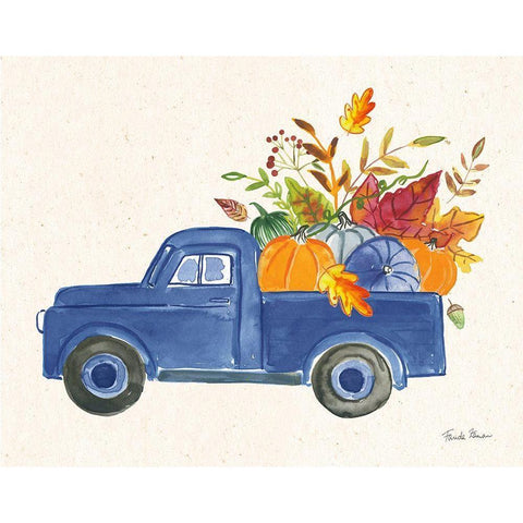 Autumn Harvest II Navy White Modern Wood Framed Art Print by Zaman, Farida