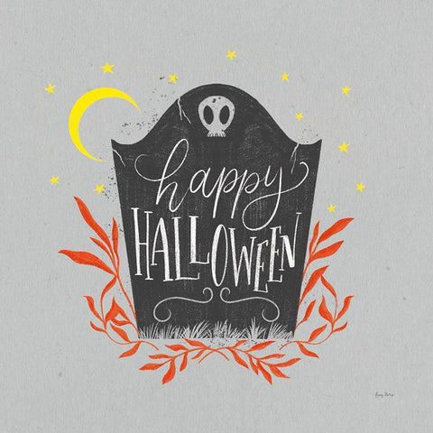 Cute Halloween I Neutral Black Ornate Wood Framed Art Print with Double Matting by Thorns, Becky