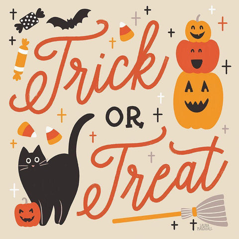 Trick or Treat II with Black Black Modern Wood Framed Art Print with Double Matting by Marshall, Laura