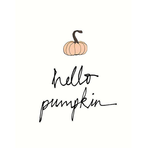 Hello Pumpkin White Modern Wood Framed Art Print by Wild Apple Portfolio