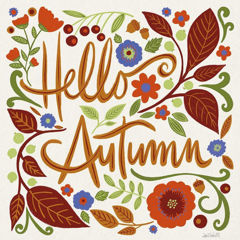 Hello Autumn I White Modern Wood Framed Art Print with Double Matting by Tavoletti, Anne