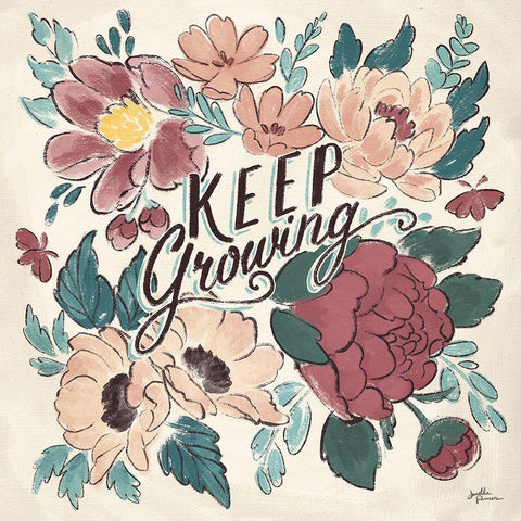 Keep Growing I Black Ornate Wood Framed Art Print with Double Matting by Penner, Janelle