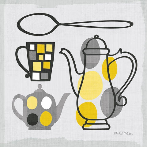 Modern Kitchen Square IV Yellow Black Modern Wood Framed Art Print by Mullan, Michael