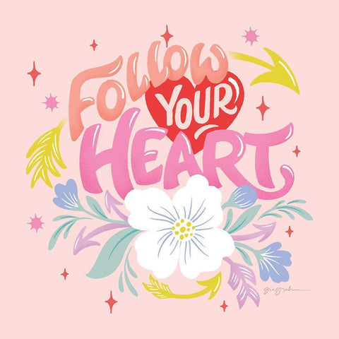 Follow Your Heart I Sq Black Modern Wood Framed Art Print by Graham, Gia