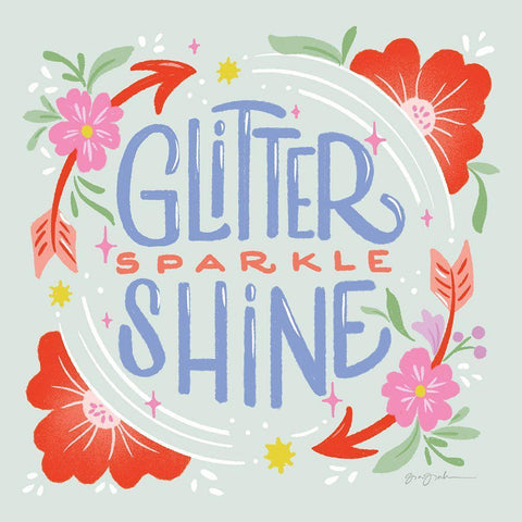 Glitter Sparkle Shine I Sq Black Ornate Wood Framed Art Print with Double Matting by Graham, Gia