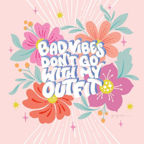 Bad Vibes I Sq Black Modern Wood Framed Art Print by Graham, Gia