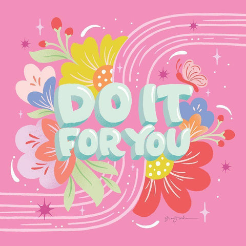 Do It For You I Sq White Modern Wood Framed Art Print by Graham, Gia