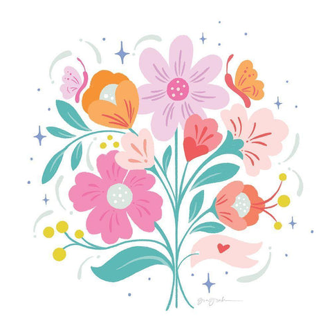 Bright Bouquet I White Modern Wood Framed Art Print with Double Matting by Graham, Gia