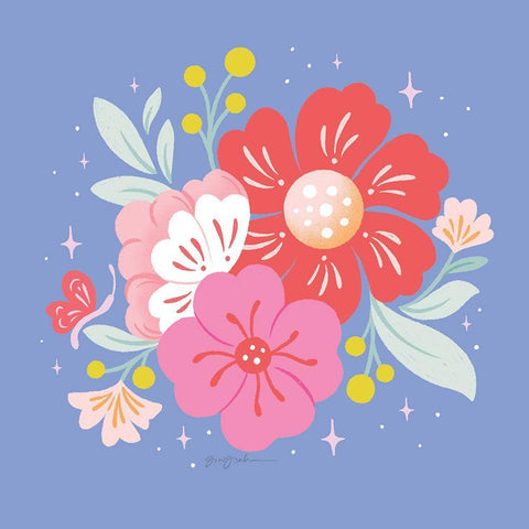 Floral Bouquet I White Modern Wood Framed Art Print with Double Matting by Graham, Gia