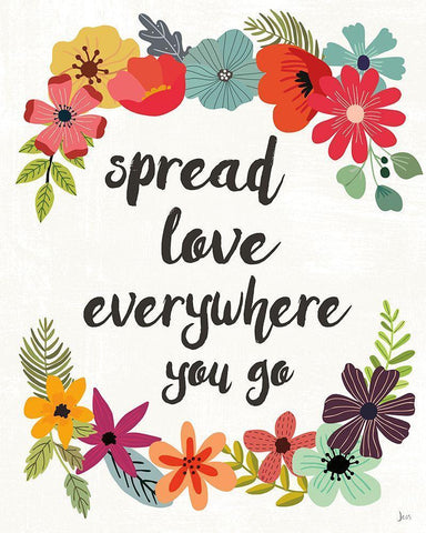 Words and Petals V White Modern Wood Framed Art Print with Double Matting by Aiken, Jess