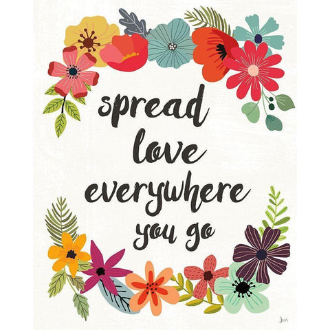 Words and Petals V Black Modern Wood Framed Art Print by Aiken, Jess