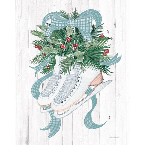 Holiday Sports Ice Skates Black Modern Wood Framed Art Print with Double Matting by McKenna, Kathleen Parr