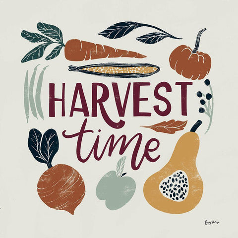 Harvest Lettering I White Modern Wood Framed Art Print by Thorns, Becky