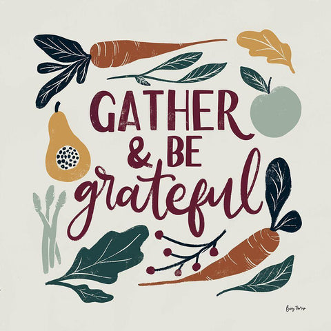 Harvest Lettering III Black Ornate Wood Framed Art Print with Double Matting by Thorns, Becky