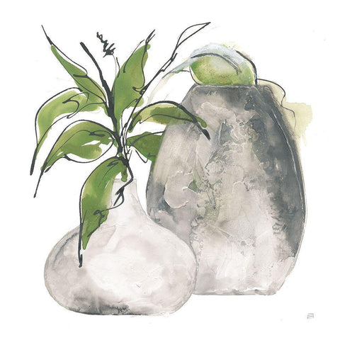 Two Vases I Black Modern Wood Framed Art Print by Paschke, Chris