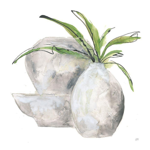 Three Vases I Black Modern Wood Framed Art Print by Paschke, Chris