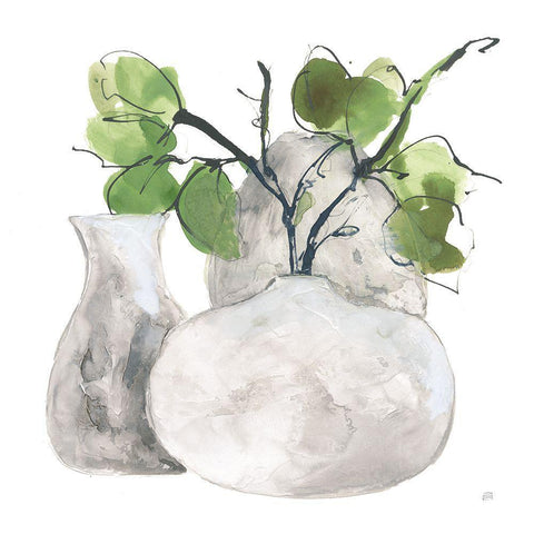 Three Vases III Black Ornate Wood Framed Art Print with Double Matting by Paschke, Chris