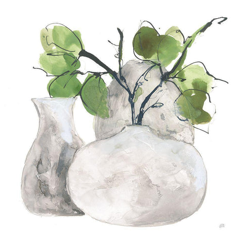 Three Vases III Black Modern Wood Framed Art Print by Paschke, Chris