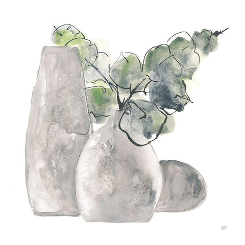 Three Vases IV White Modern Wood Framed Art Print by Paschke, Chris