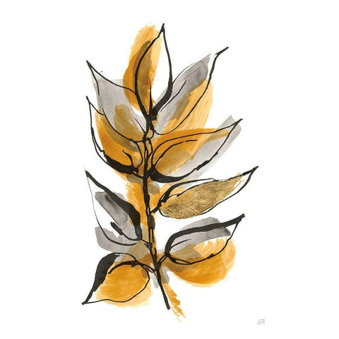 Amber Leaves I White Modern Wood Framed Art Print by Paschke, Chris