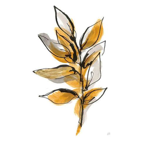 Amber Leaves II Black Modern Wood Framed Art Print with Double Matting by Paschke, Chris