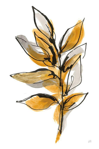 Amber Leaves II Black Ornate Wood Framed Art Print with Double Matting by Paschke, Chris