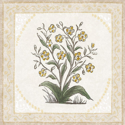 Batik Flowers I Gold Ornate Wood Framed Art Print with Double Matting by Wild Apple Portfolio