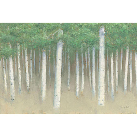 Green Forest Hues I Gold Ornate Wood Framed Art Print with Double Matting by Wiens, James