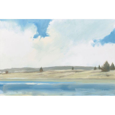 Tranquil Landscape Black Modern Wood Framed Art Print with Double Matting by Wiens, James