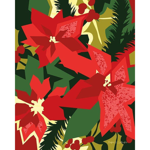 Holiday Poinsettias I White Modern Wood Framed Art Print by Gallagher, Megan