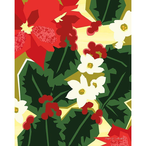 Holiday Poinsettias II Gold Ornate Wood Framed Art Print with Double Matting by Gallagher, Megan
