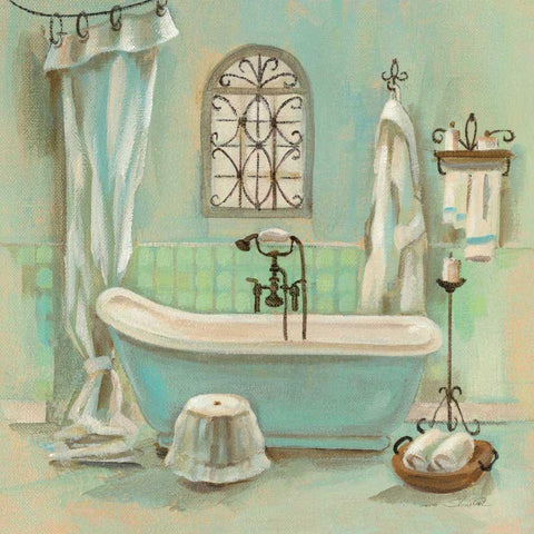 Glass Tile Bath I Black Ornate Wood Framed Art Print with Double Matting by Vassileva, Silvia