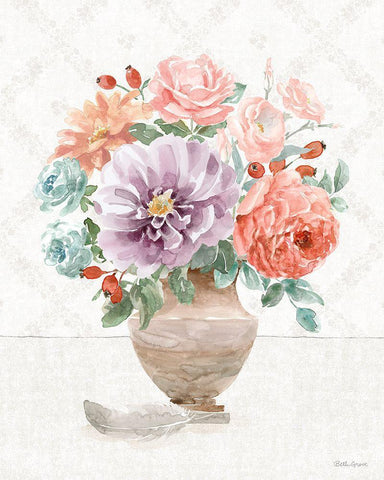 Timeless Romance III White Modern Wood Framed Art Print with Double Matting by Grove, Beth