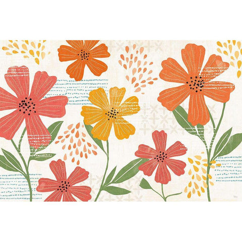 Mod Floral I Black Modern Wood Framed Art Print by Charron, Veronique