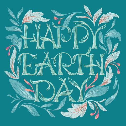 Happy Earth Day I White Modern Wood Framed Art Print by Graham, Gia