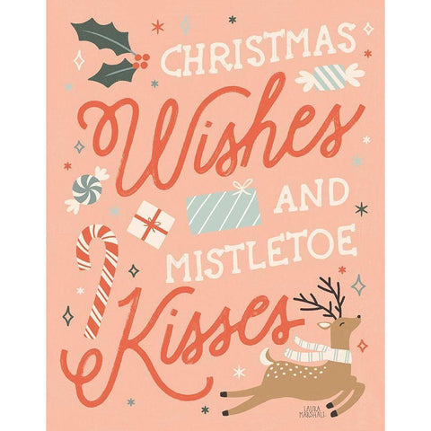 Reindeer Holiday II Gold Ornate Wood Framed Art Print with Double Matting by Marshall, Laura