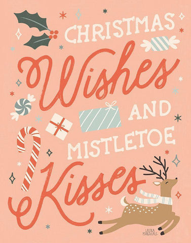 Reindeer Holiday II Black Ornate Wood Framed Art Print with Double Matting by Marshall, Laura