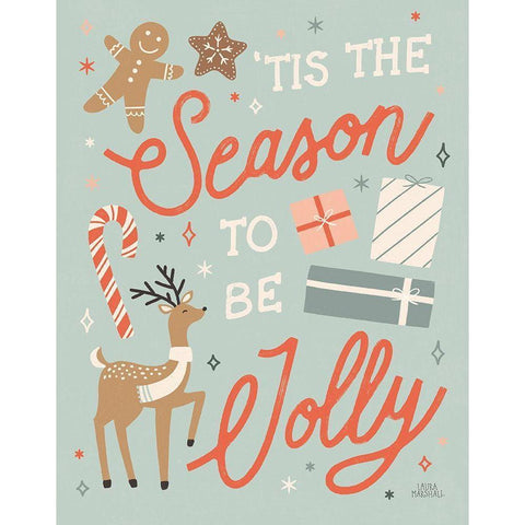 Reindeer Holiday III Black Modern Wood Framed Art Print by Marshall, Laura