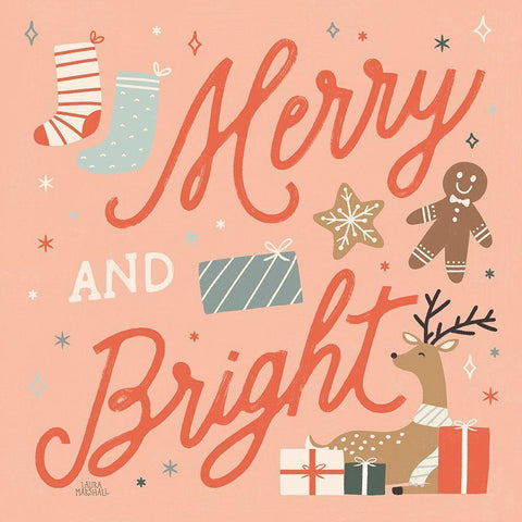 Reindeer Holiday VI White Modern Wood Framed Art Print with Double Matting by Marshall, Laura