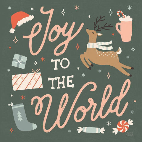 Reindeer Holiday VII Black Modern Wood Framed Art Print with Double Matting by Marshall, Laura