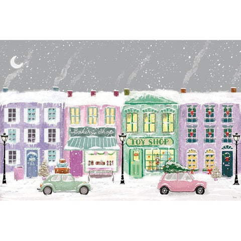 Hometown Holiday I Purple White Modern Wood Framed Art Print by Charron, Veronique